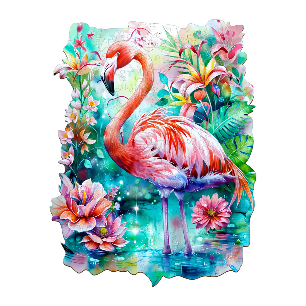 Quebra-cabeça de madeira – Flamingo elegante 6630dee1101de