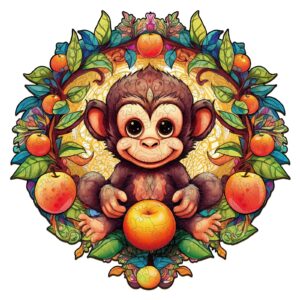 Macaco feliz de quebra-cabeça de madeira 66d2487c37ce7