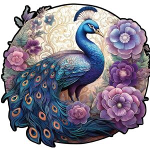 Pavão encantador de quebra-cabeça de madeira 66e8bd6296d77