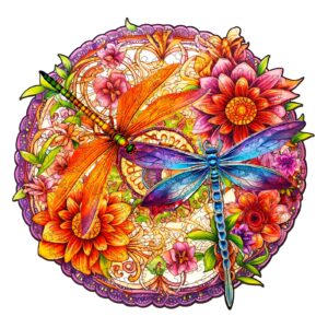 Quebra-cabeça de madeira – libélulas e flores 66df50433e6a7