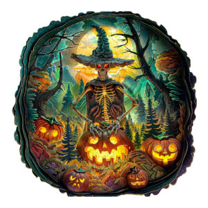 Puzzle de madeira – esqueleto de Halloween 66e46df74db9d