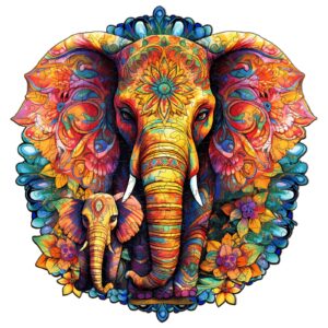 Família de elefantes de quebra-cabeça de madeira-mandala 66e4a1957719e