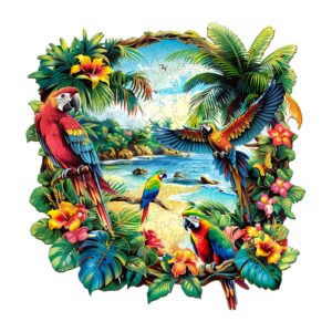 Puzzle de madeira-papagaio tropical 66ed17152bcae