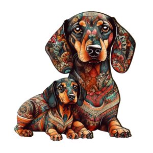 Puzzle de madeira-pai-filho Dachshund 2 66e3be840cfad