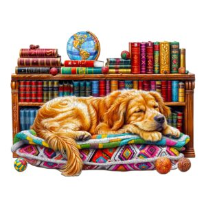 Golden Retriever Dormindo Puzzle De Madeira 66ee6b5aa403c
