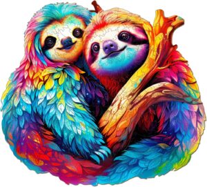 Casal de puzzle de madeira-preguiça 66ece3609bd41