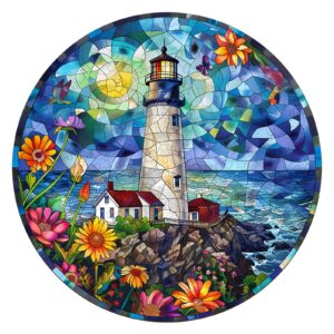 Farol de puzzle de madeira com vitral 2 66da66105caf7