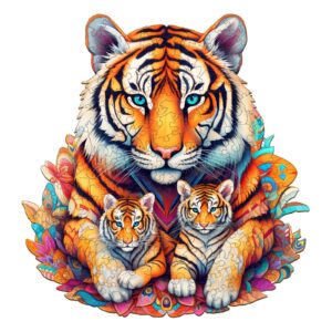 Família de quebra-cabeça de madeira-tigre 66ddc8434d049