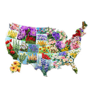 Puzzle de madeira – flores do estado dos EUA 66ef50a68e4c0
